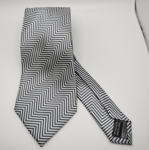 Alexander Logan Neckwear TIEMART Aquamarine Navy Striped Necktie Tie 60” X 3” - Picture 2 of 10